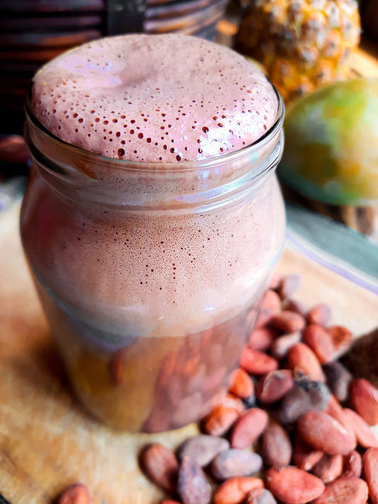 Raw Nibs and grilled hazelnut power drink